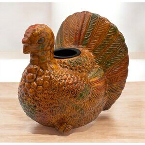 Vintage Turkey Shaped Candle Holder Thanksgiving Holiday Decor Autmn Colors
